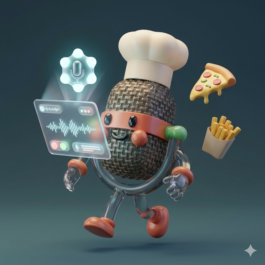 Architectural visualization of AI system routing phone calls directly to a Kitchen Display System.